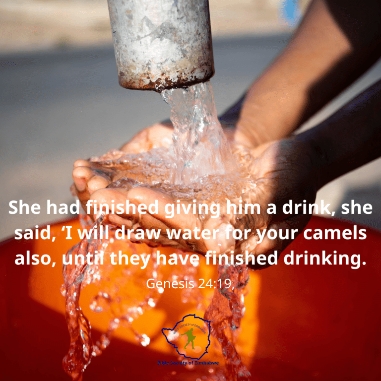 She had finished giving him a drink, she said, ‘I will draw water for your camels also, until they have finished drinking.